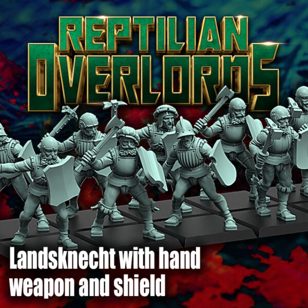 Landsknecht with Hand Weapon and Shield - x10