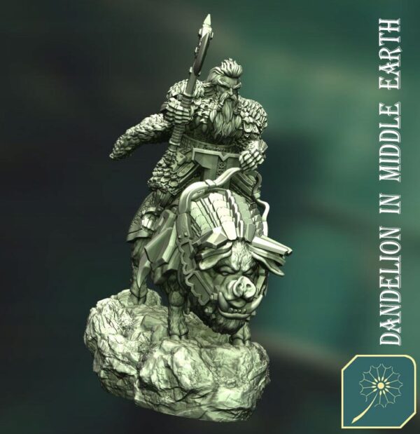 Dwarven King on War Hog #1 - DIME - Minifaktura