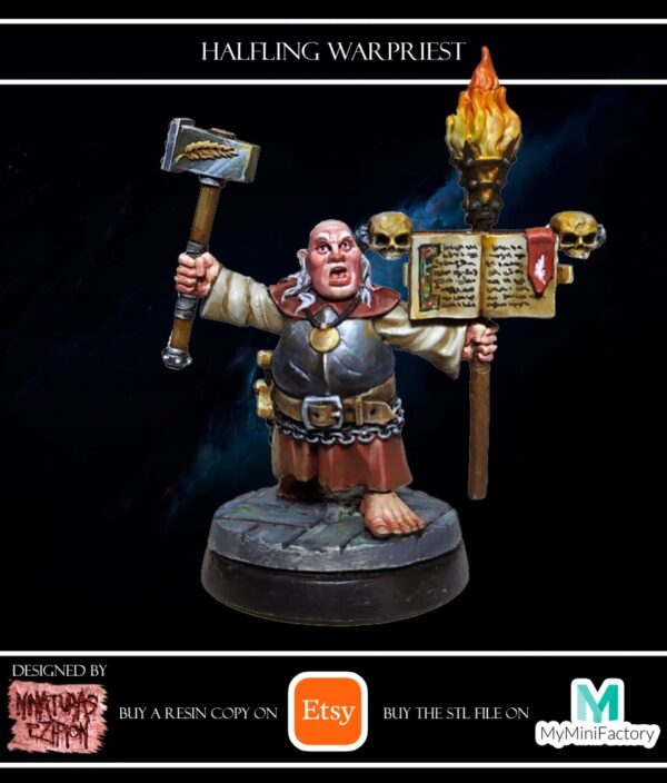 13e2ae7784de8efbbc02a1f4b48b56ac.jpg Halfling Warpriest - Minifaktura - Druk 3D