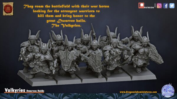 Dwarfs Valkyries x 5 - DLM - Druk 3D - Minifaktura