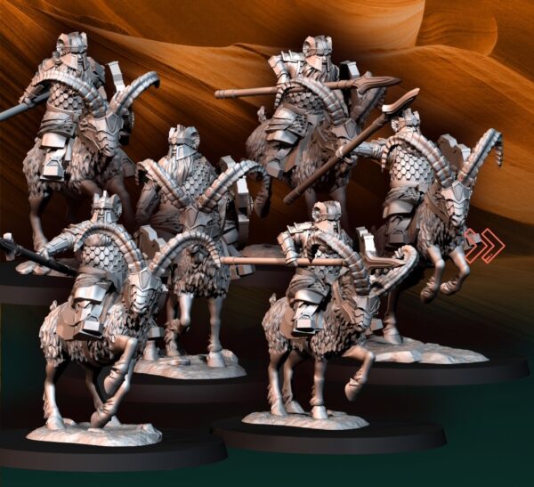 Silver Goat Dwarves Spearmen - Krasnoludy na Kozach - 6 Póz