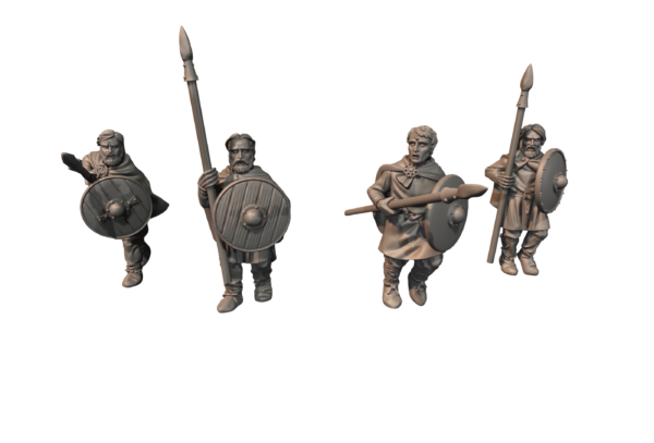 Unarmoured Vendel Era Warriors with Spears - x4