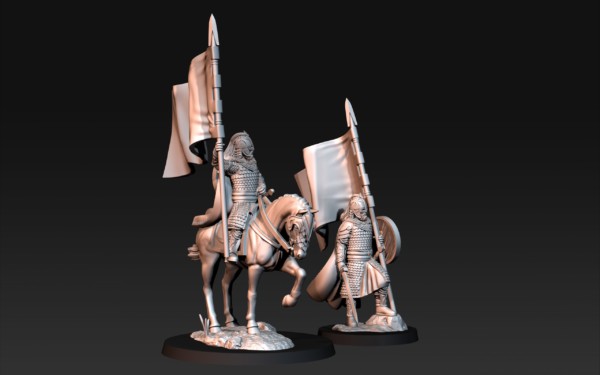West Human Royal Guard With Banner On Foot - x1
