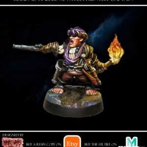 Little Witch Hunter Captain with pistol & torch - Minifaktura - Druk 3D