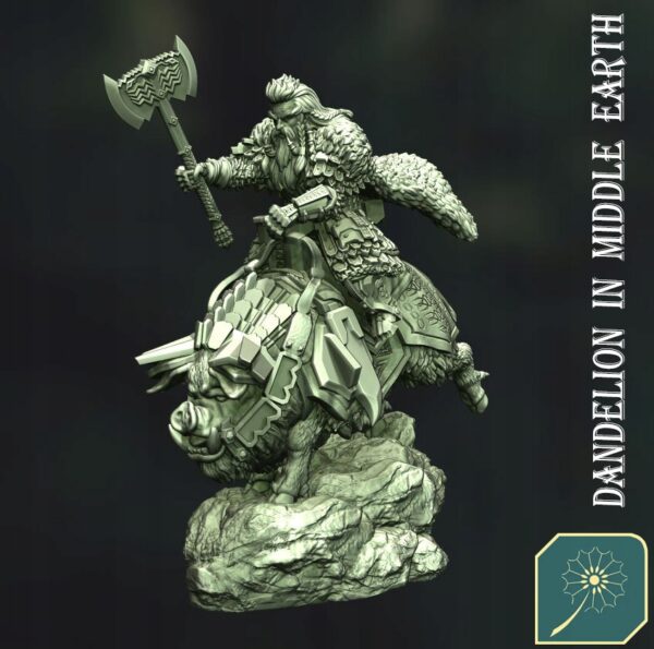 Dwarven King on War Hog #1 - DIME - Minifaktura