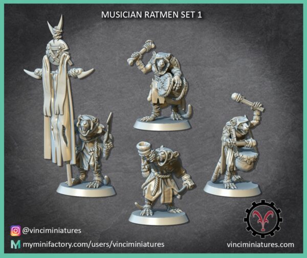 Musician Ratmen Set 1- Vinciminiatures - Druk 3D
