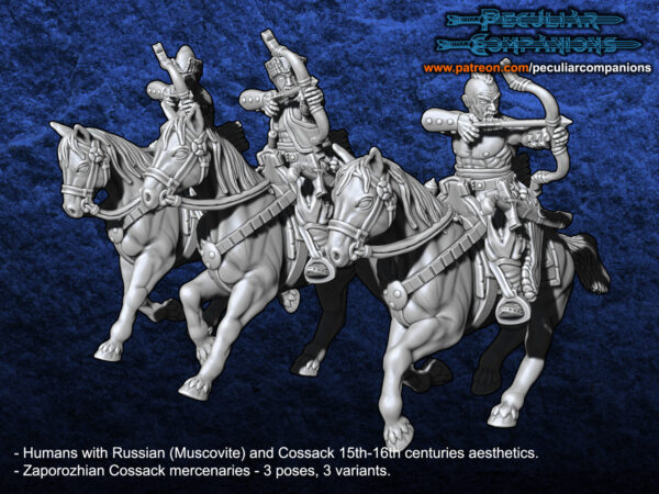 Russian Humans Cossack Mounted Archers - x5