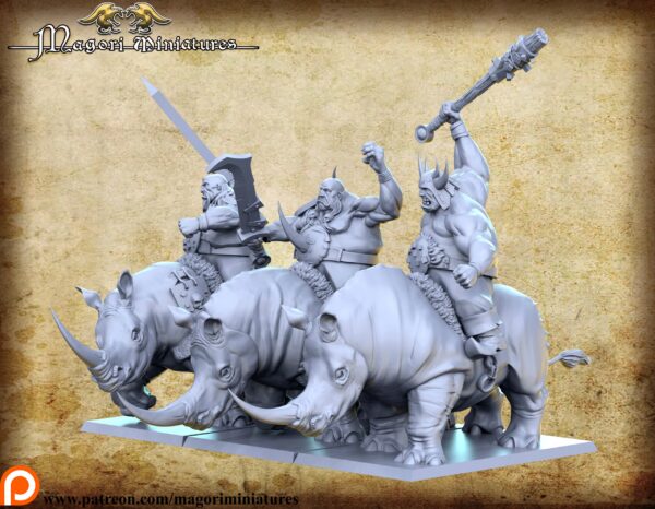 Ogre Rhino Riders x3 - Magori Miniatures - Druk 3D