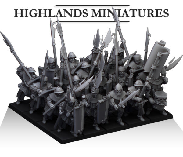 Gallia Men at Arms with Halberds and Shields - x7 + x3 CMD