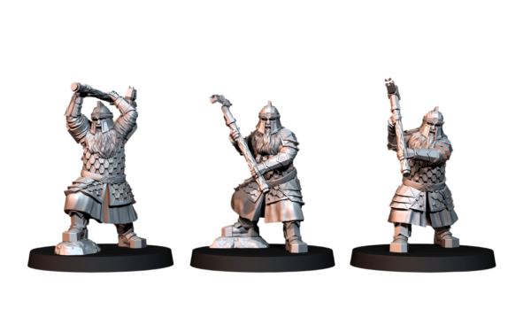 Silver Goat Dwarves with Hammer - 3x