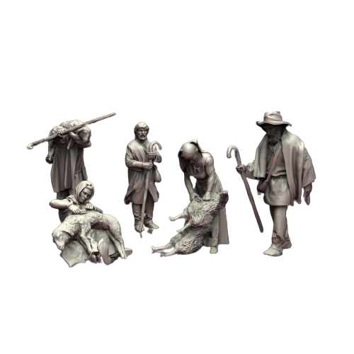 Medieval Shepherds and Sheep Shearers - 5 Wzorów