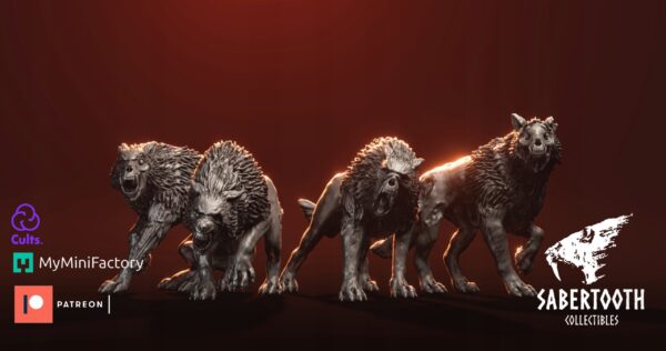Direwolves x5 - Minifaktura - Druk 3D