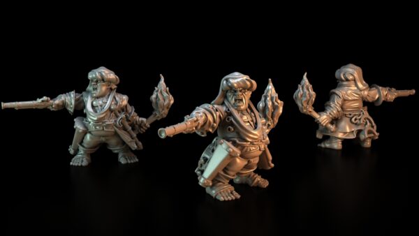 Niziołek Witch Hunter Captain with pistol & torch - Minifaktura - Druk 3D