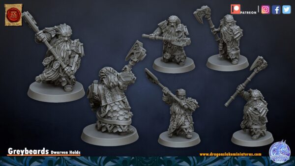 Dwarven Greybeards + CMD - DL Miniatures - Druk 3D