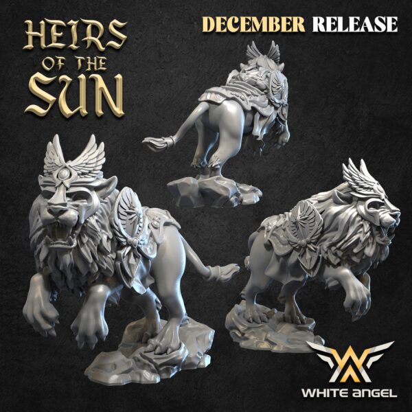 Lion Attack x5 - White Angel Miniatures
