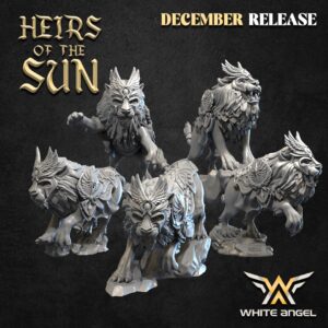 Lion Attack x5 - White Angel Miniatures