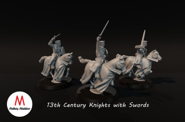 13th Century Knights with Swords - Rycerze 3x Oddział