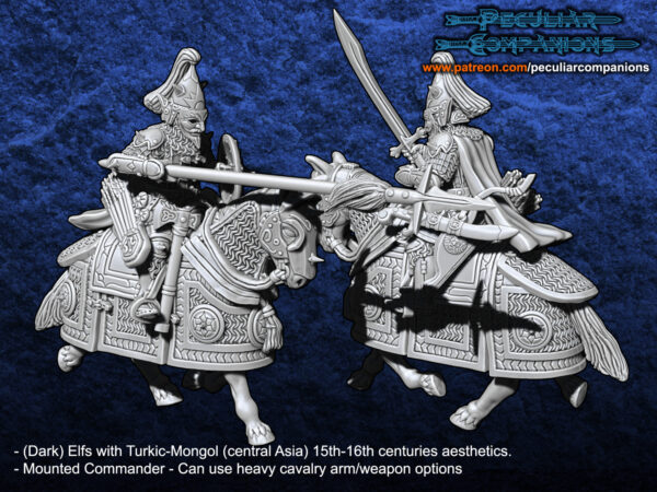 Turko-Mongol Dark Elfs Mounted Commander - x1