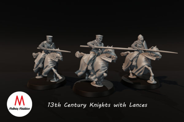 7becc3469e7215d3f2088849b3567bae.jpg 13th Century Knights with Lances - Rycerze 3x Oddzial