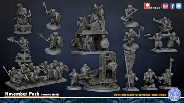 Dwarven Warriors CMD - DL Miniatures - Druk 3D