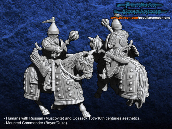 Russian Humans Mounted Commander (Boyar) - x1