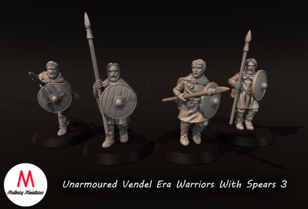 Unarmoured Vendel Era Warriors with Spears - x4