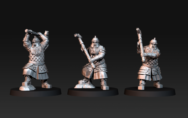 Silver Goat Dwarves with Hammer - 3x