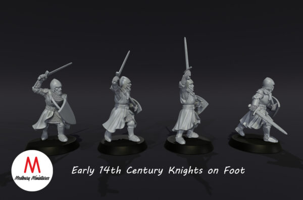 93ab4240a17744a29e69391af5914cd3.jpg 14th Century knights on foot (early) - XIVw. Piesi Rycerze - Zestaw x4
