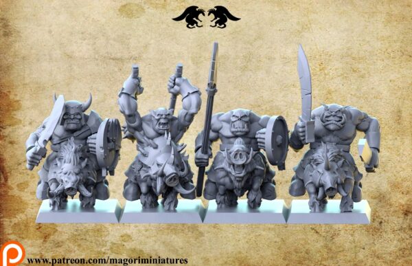 Orc Dire Boar Rider x4 Magori Miniatures