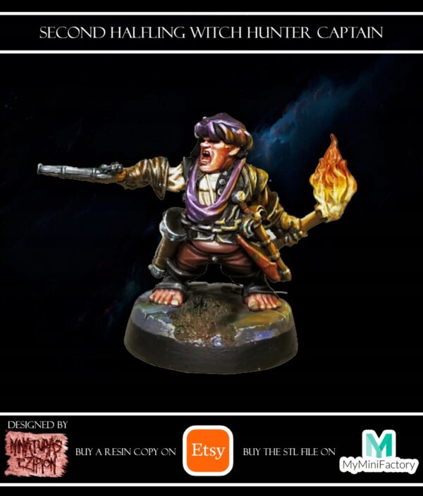 Niziołek Witch Hunter Captain with pistol & torch - Minifaktura - Druk 3D