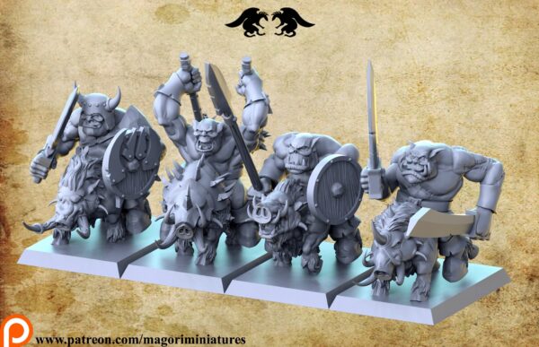 Orc Dire Boar Rider x4 Magori Miniatures