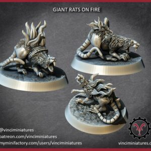 Giant Rat on Fire x3 - Vinciminiatures - Druk 3D