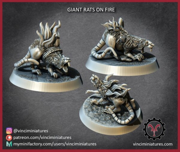 b56e75fa6629a2ed066a919c96899892.jpg Giant Rat on Fire x3 - Vinciminiatures - Druk 3D