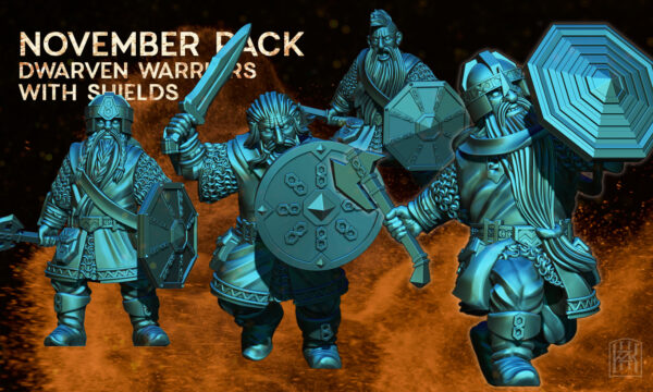 Dwarven Warriors with Shields - 4x