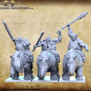 Ogre Rhino Riders x3 - Magori Miniatures - Druk 3D
