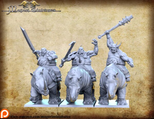 Ogre Rhino Riders x3 - Magori Miniatures - Druk 3D
