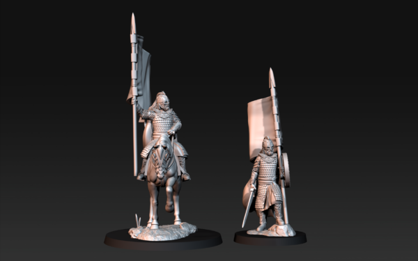 West Human Royal Guard With Banner On Foot - x1