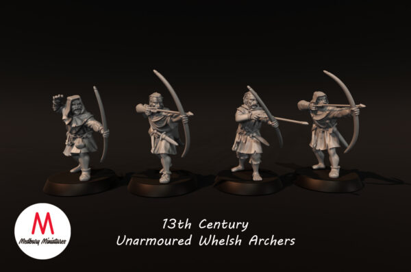 13th Century Unarmoured Whelsh Archers - 4 Pozy