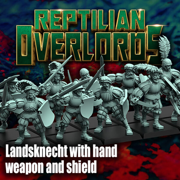 Landsknecht with Hand Weapon and Shield - x10