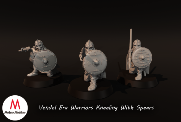 Vendel Era Warriors Kneeling with Spears - x1
