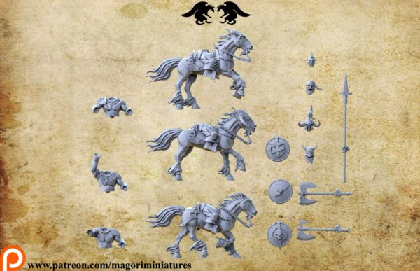 d2992f62328a3b11a4c1bbf2e6383c81.jpg Chaos Barbarian Horseman x3 - Magori Miniatures