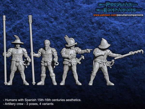 Spaniard Humans Artillery Crew - x4