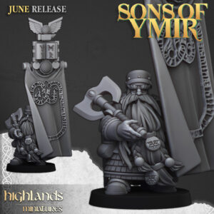 Dwarf Lord with Battle Banner - x1
