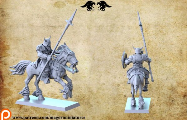 da5014d3d5411a24f1ae29c1275751f5.jpg Chaos Barbarian Horseman x3 - Magori Miniatures