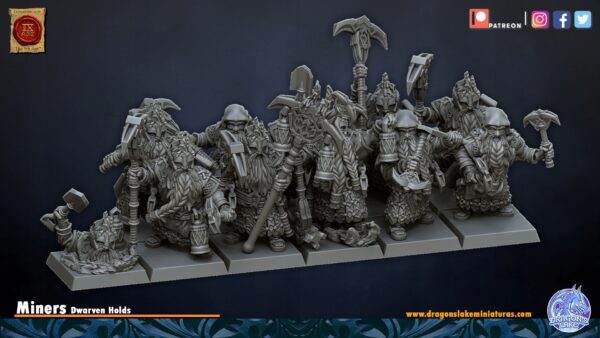 Miners 5 szt. - DLM - Dwarven Holds - Druk 3D