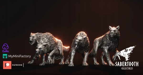 Direwolves x5 - Minifaktura - Druk 3D