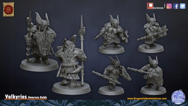 Dwarfs Valkyries x 5 - DLM - Druk 3D - Minifaktura