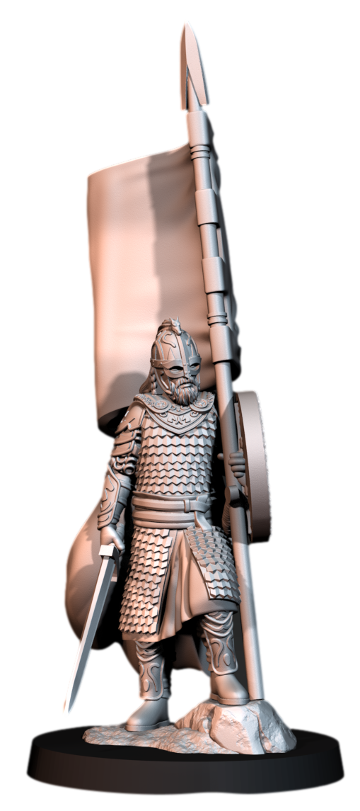 West Human Royal Guard With Banner On Foot - x1