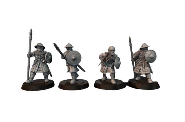 14th Century Scots with Spear and Shield - 4x