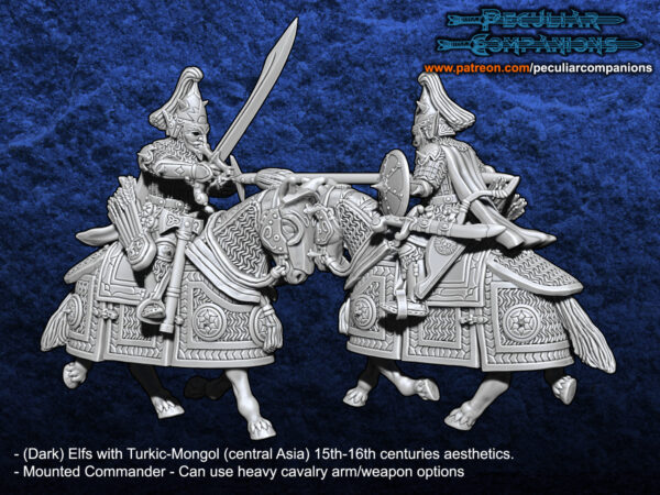 Turko-Mongol Dark Elfs Mounted Commander - x1
